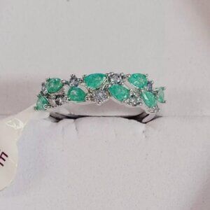 Bomb Party IT HAD TO BE YOU Teal Ice Crystal/Blue Spinel Size 5 BP7575 Rhodium